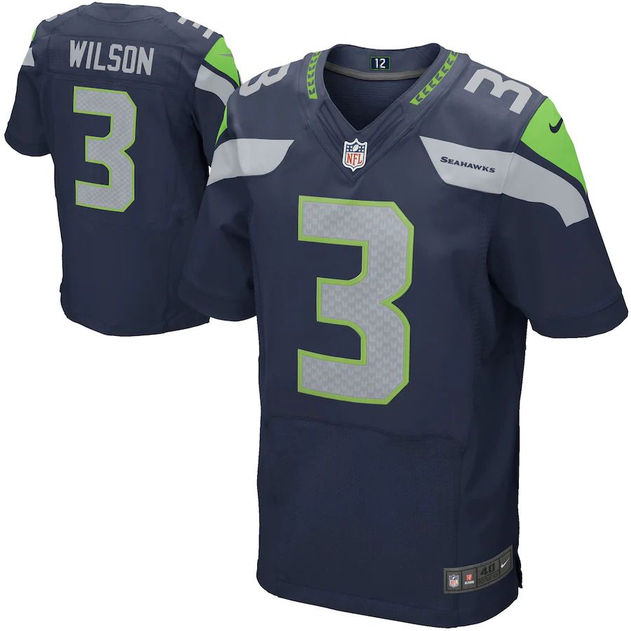 Men Seattle Seahawks 3 Russell Wilson Nike College Navy Elite NFL Jersey